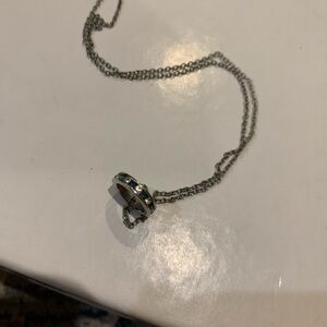 Silver Necklace with sapphire and CZ pendant